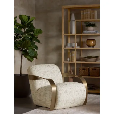 Sonesta Lounge Chair Antique Brass And Cobblestone