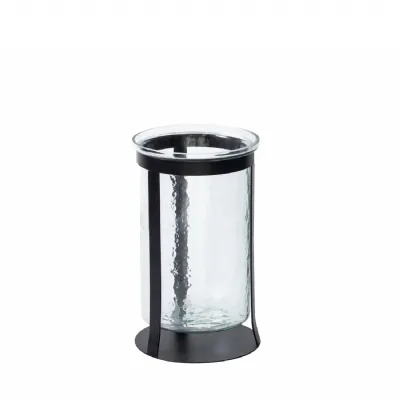 Nox Hammered Glass Black Iron Hurricane Small