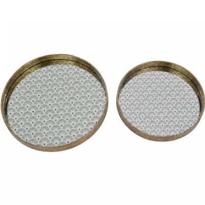 Deco scallop Antique Gold Set Of 2 Trays