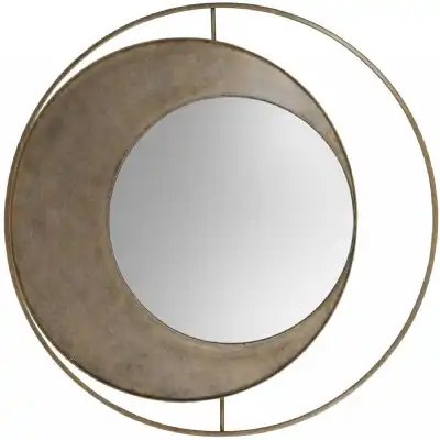 Concentric Circles Iron Mirror Aged Gold 100cm diamater