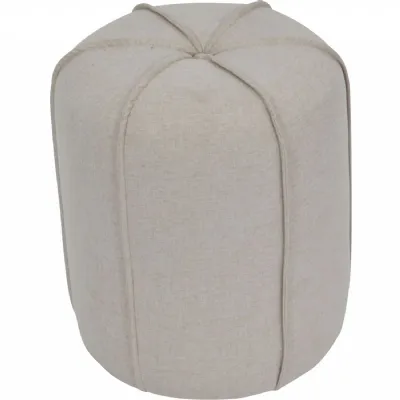 Seamed Button Stool in Oatmeal Fabric