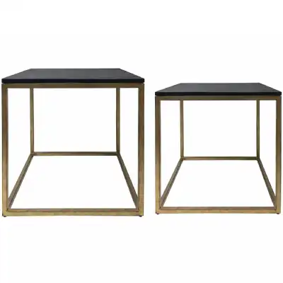 Kirkstone Iron Set of 2 Side Tables Aged Champ with Slate