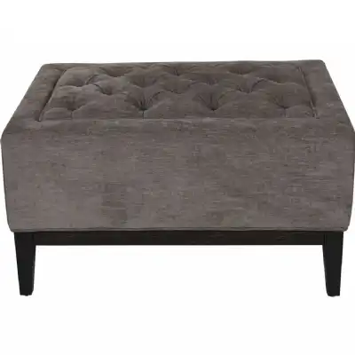 Theodore Buttoned Stool in Warm Grey Fabric 81x61cm