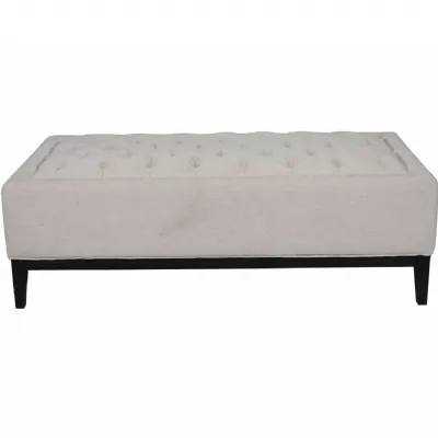 Theodore Buttoned XL Ottoman in Ivory Fabric 140x76cm