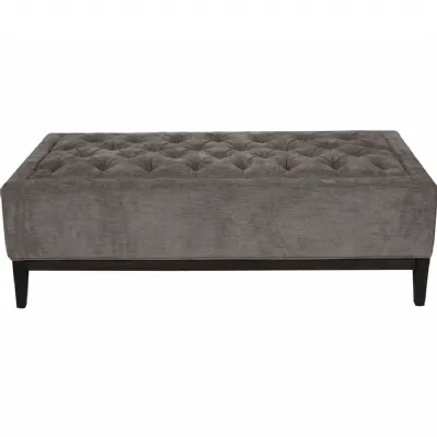 Theodore Buttoned XL Ottoman in Warm Grey Fabric 140x76cm