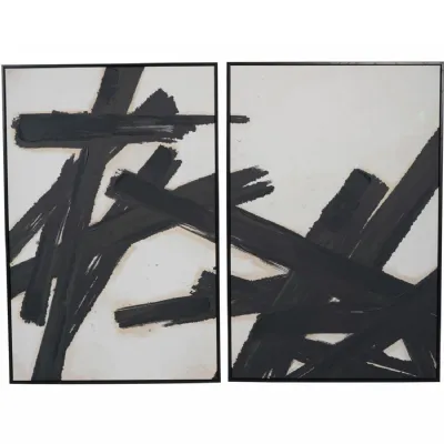 Hand Finished Impasto Brushstokes Set of 2 Framed Canvases
