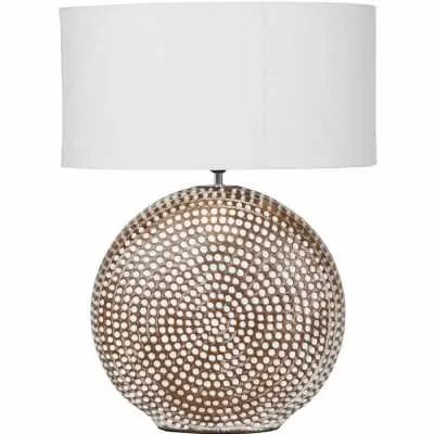 Chariot Round Ceramic Lamp Base 65cm with Ivory Oval Drum Shade