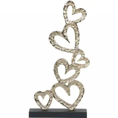 Multi Hearts Sculpture on Black Wooden Base