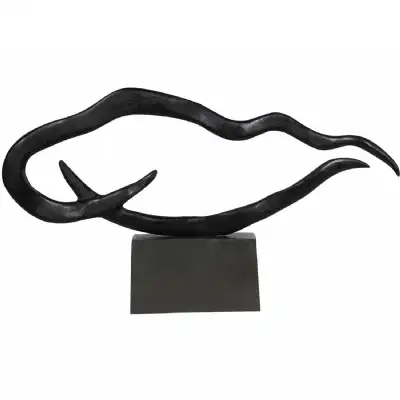 Isla Large Textured Black Aluminium Abstract Sculpture