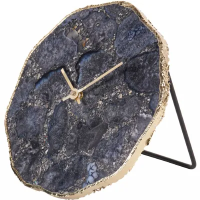 Smokey Agate Mantel Clock 20cm Black, Gold