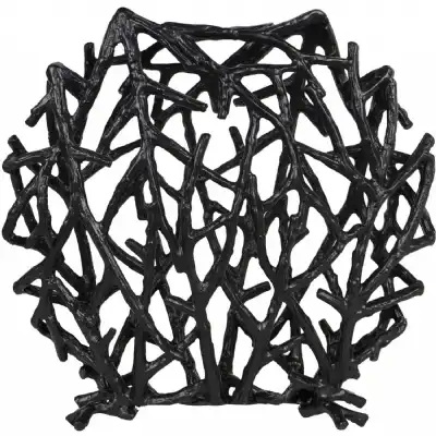 Twig Sculpture Disc Vase Black