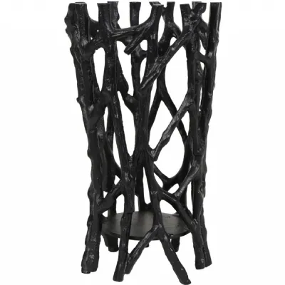 Twig Black Round Pillar Holder Large