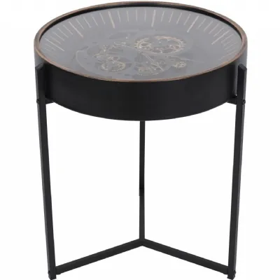 Palladium Side Table with Moving Dials Black Gold