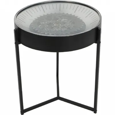 Palladium Side Table Clock with Moving Dials Black Nickel