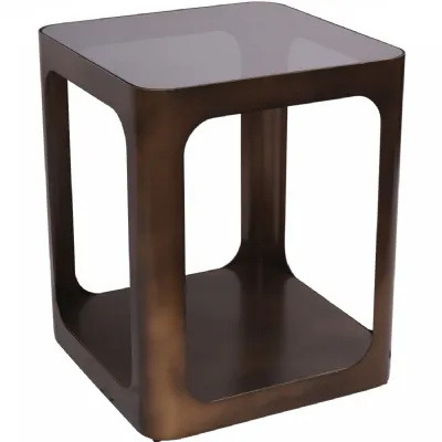 Thorpe Square Metal and Glass Side Table