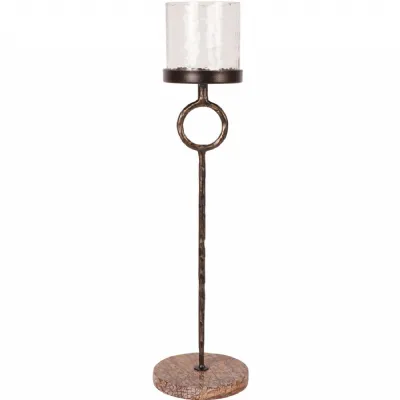 Rutland Table Hurricane Large 45cm Antique Gold, Brown