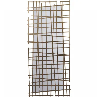 Lattice Wall Decor Mirror Brass Finish
