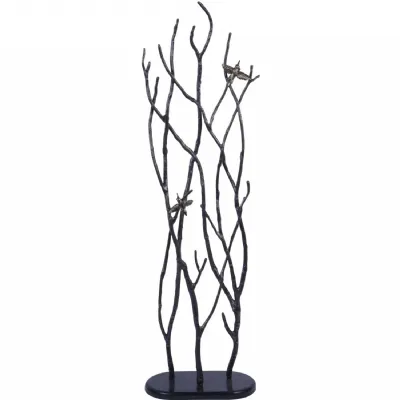 Decorative Screen Sculpture with Branches and Birds