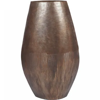 Southwold Textured Oval Antique Brass Vase 100cm