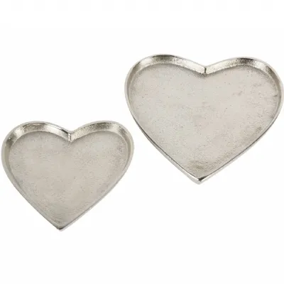 Esme Heart Set of 2 Plates Silver