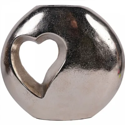 Esme Heart Cast Aluminium Vase Silver