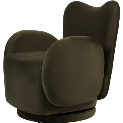 Bingham Upholstered Swivel Chair Velvet Green