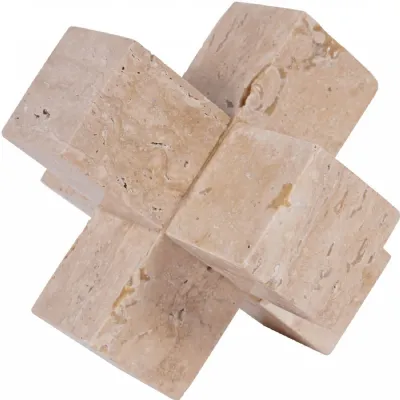 Catania Travertine Cross Sculpture Neutral, Taupe