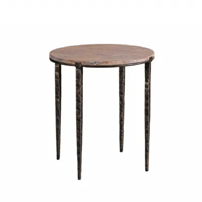 Leo Forest Brown Marble End Table Bronze, Brown