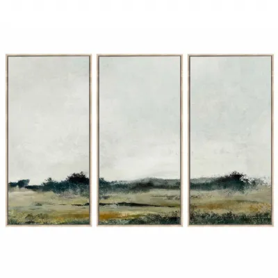 Set of 3 Green Fields Landscape