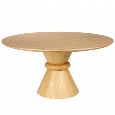 Canberra Round Wooden Dining Table on Pedestal Base 150cm Diameter