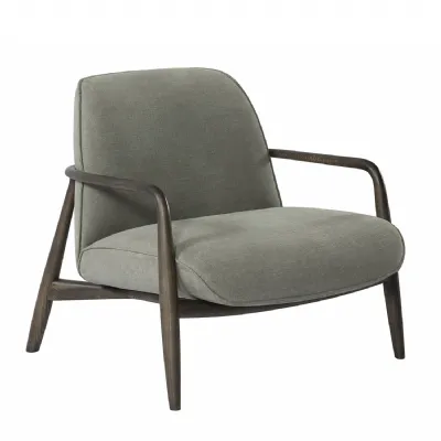 Egerton Occasional Chair With Wooden Arms Green Fabric