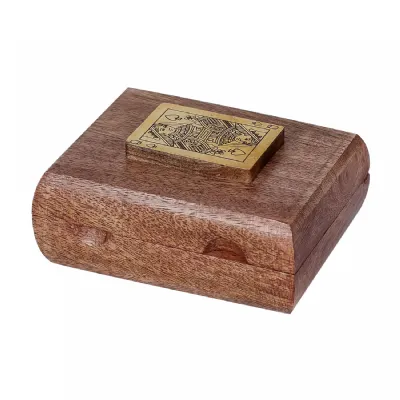 Pryce Mango Wood Card Box with cards Brown