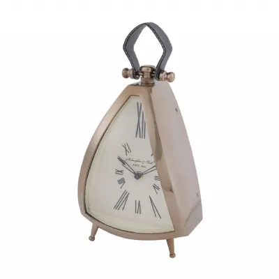 Isosceles Brass Curved Front Mantel Clock Large