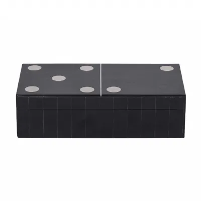 Chollerford Black Inlay Dominoes Box