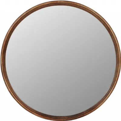 Tilburg Round Wood Mirror Brown 80cm