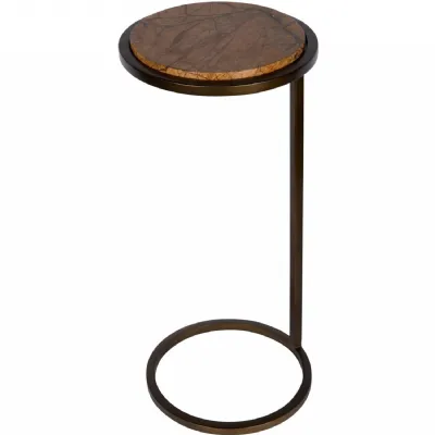 Iota Accent Table Forest Brown Marble Smoked Gold Frame