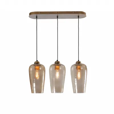 Belgrove 3 Light Linear Pendant Brown, Gold