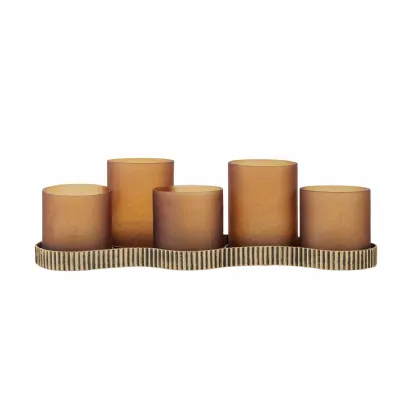 Belvedere Aged Gold 5 Light Candle Holder Gold, Amber