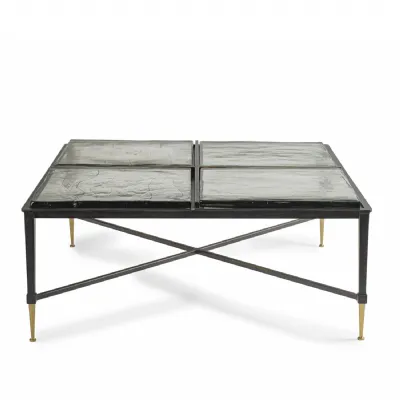 Stella Square Glass Coffee Side Table Black, Brown
