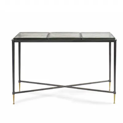 Stella Square Glass Console Side Table Black, Brown
