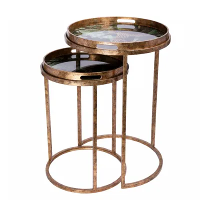 Lounging Leopard Set Of 2 Side Tray Tables