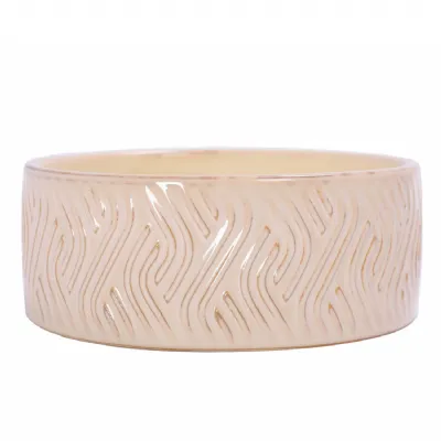 Serena Filled Wax Ceramic Bowl Ivory Ivory, Natural