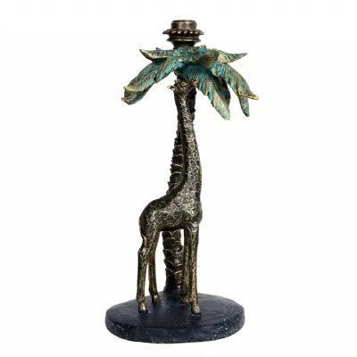 Palm Candle Stick with Giraffe Gold