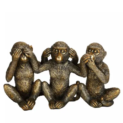 Three Wise Monkeys Antique Gold