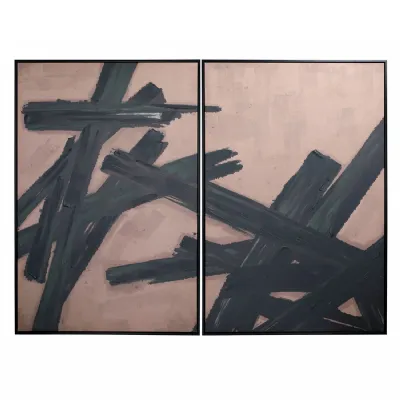 Impasto Brushstrokes Taupe Set of 2 Framed Canvas Wall Art