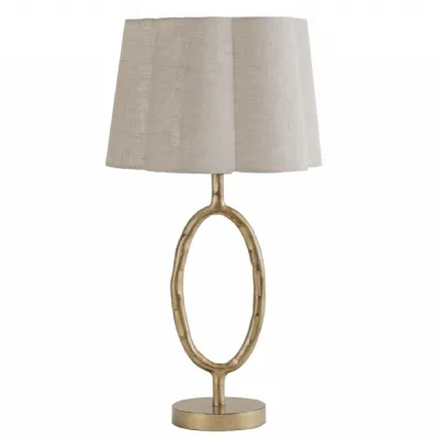 Ronde Table Lamp with Linen Shade Gold, Ivory