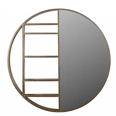 Belvedere Aged Gold Shelving Mirror Large