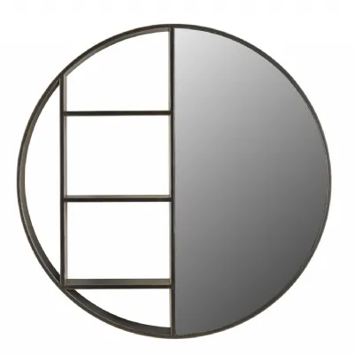 Belvedere Black Shelving Mirror Small