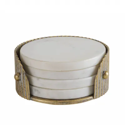 Belvedere Aged Gold Coasters Set of 4 Gold, White