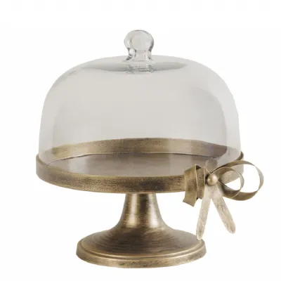 Ribbon Cloche on Stand Gold
